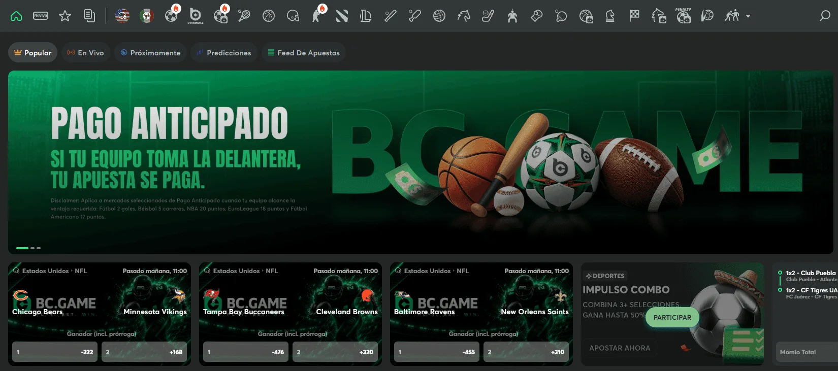 Apuestas deportivas en BC.GAME